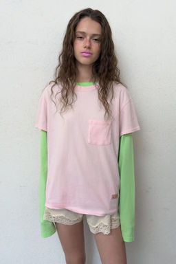 CAMISETA OVERSIZE BOLSILLO / Rosa - Zara фото 6