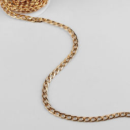 Цепочка для сумки, плоская, алюминиевая, 7 9,8 мм, 10 0,5 м, цвет золотой - Арт узор фото 3