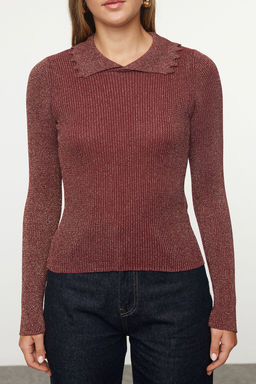 TRENDYOLMILLA Bordo Polo Yaka Triko Kazak TWOAW25KZ00289