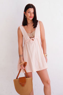 12534 Платье пляжное кремовое из хлопка