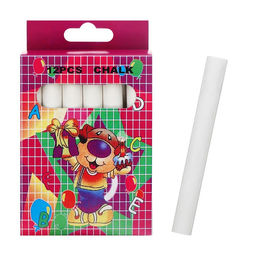 Цена за 8 шт. Мел школьный, белый, набор 12 штук, круглый, беспыльный, в картонной коробке