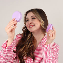 Расчёска массажная, круглая, складная, с зеркалом, d=7.5 см, в коробке, сиреневая