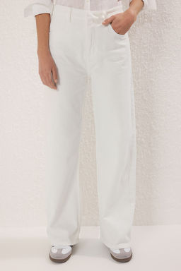 Beyaz Yuksek Bel Wide Leg Jeans TWOSS25JE00294 - Trendyolmilla фото 3