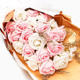 Букет мыльных розовых и белых роз в коробке из 20 шт. - SB BEAUTY фото 6