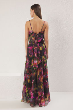 TRENDYOLMILLA Cok Renkli A-Kesim Fiyonklu Astarl? Sifon Dokuma Uzun S?k Abiye & Mezuniyet Elbise TPRSS25AE00152  фото 17