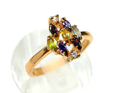 Кольцо женское "Ромб" с цирконом мульти, размер 18