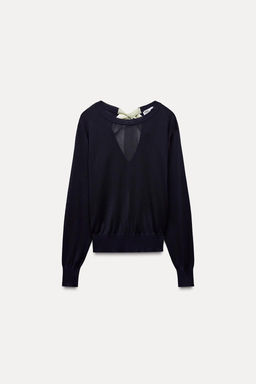 FINE KNIT SWEATER WITH CONTRAST BOW - Zara фото 5