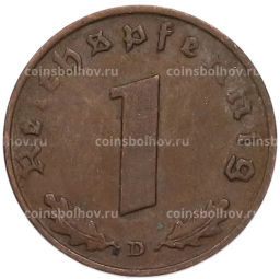 Монета 1 рейхспфенниг 1939 года D Германия