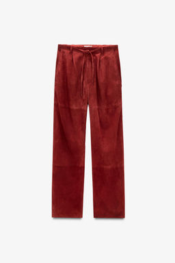 LIMITED EDITION SUEDE LEATHER TROUSERS - Zara фото 6