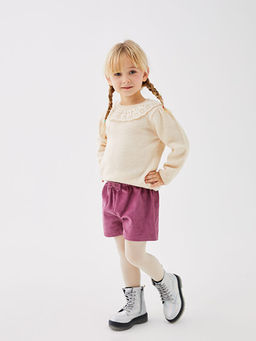 Bisiklet Yaka Uzun Kollu Dantel Detayl? K?z Bebek 3l? Tak?m