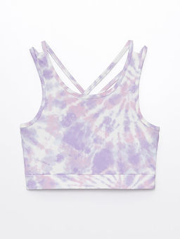 U Yaka Batik Desenli K?z ?ocuk Crop Atlet