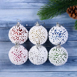 Цена за 2 шт. Ёлочные игрушки Снежок, шары новогодние, набор d=4.5 см, 6 шт., МИКС