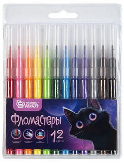 Фломастеры Schoolformat "Микс. Для девочек" 12цв. (ФЛ12-МДВ, 256785) смываемые