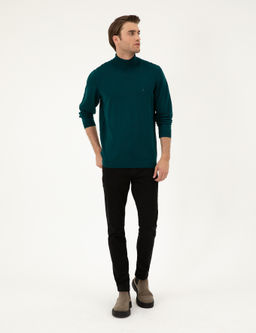Ye_il Slim Fit Bal_k__ Yaka Y_n Kar___ml_ Basic Triko Kazak - Pierre cardin фото 4