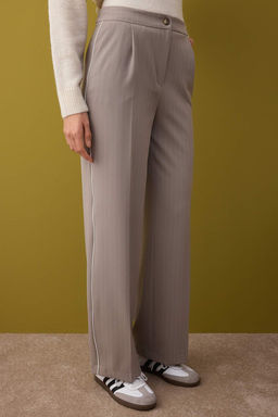 Vizon Cizgili Biye Detayl? Wide Leg/Genis Paca Pantolon TWOAW26PL00044 - Trendyolmilla фото 3