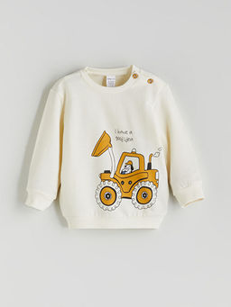 Bask?l? Erkek Bebek Sweatshirt ve E?ofman Alt 2li