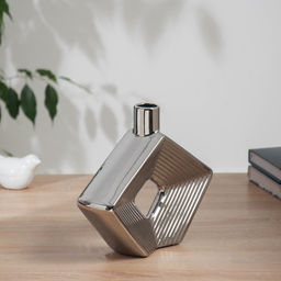 Ваза для цветов «Брэм», ромб, 23.5×20 см, керамика, серебристая