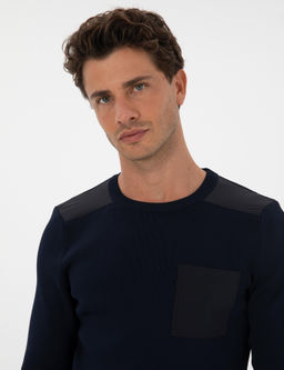 Lacivert Regular Fit Bisiklet Yaka Triko Kazak - Pierre cardin фото 2