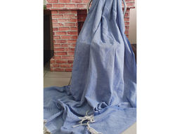 Плед хлопковый 150*200 жаккард "Ёлочка" цв. синий