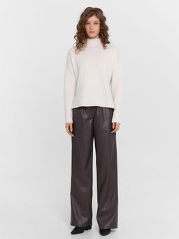 Брюки женские кожаные серые