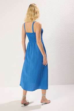 TRENDYOLMILLA Siyah Etegi Belden Ac?lan Gipeli Midi Dokuma Elbise TWOSS25EL00282  фото 10