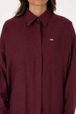Kad_n Bordo Uzun Kollu Oversize Desenli G_mlek - U.s. polo assn фото 6