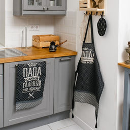 Кухонный набор Папа готовит лучше всех: фартук, прихватка, полотенце