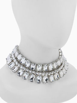 Чокер-колье Сияние трио, цвет белый в серебре, 36 см