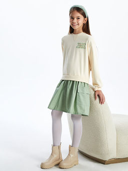 Bisiklet Yaka Bask?l? K?z ?ocuk Elbise - Waikiki фото 4