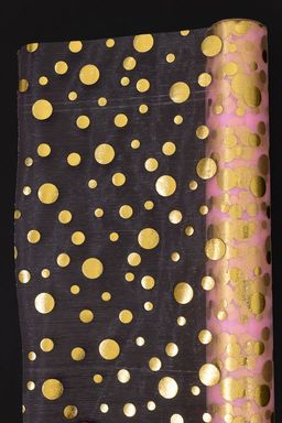 Органза 48 см*5 ярд Кружочки (SF-3132) золотой/розовый - Больше подарков фото 2