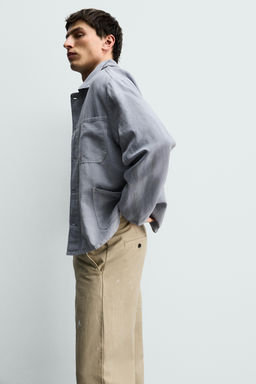 SOBRECAMISA RELAXED FIT ALGOD?N - LINO / Azul - Zara фото 5