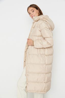 TRENDYOLMILLA Bej Kapusonlu Su Itici Uzun Sisme Mont TWOAW23MO00154  фото 11