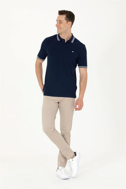 Мужские бежевые брюки из плотной ткани