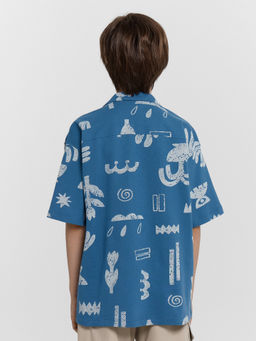 Рубашка для для мальчиков синяя с принтом - Mark formelle фото 4