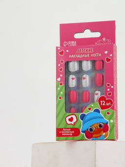 Детские накладные ногти Сердечки, 12 шт. - Выбражулька фото 2