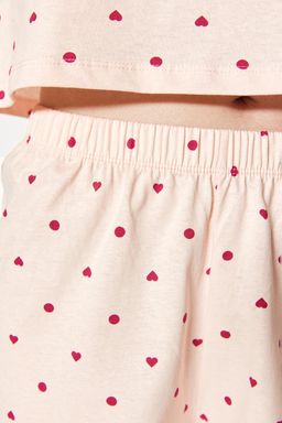 Trendyolmilla Beyaz %100 Pamuklu Puantiyeli ve Kalpli Sortlu Orme Pijama Tak?m? THMSS21PT1485 фото 21