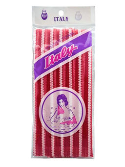 Bath Towel Мочалка-полотенце для душа с пилинг-эффектом / Stripe Long Exfoliating Towel, красная полоска