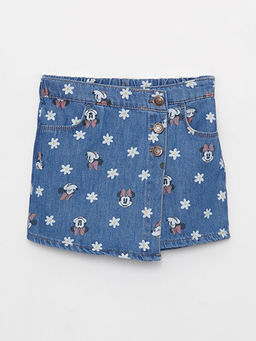 Beli Lastikli Minnie Mouse Bask?l? K?z ?ocuk Jean ?ort Etek