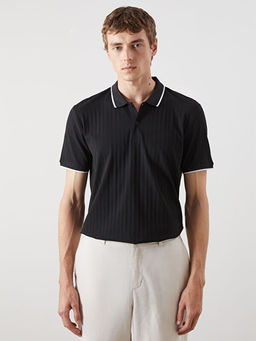 Polo Yaka ?izgili Erkek Dokulu Ti??rt