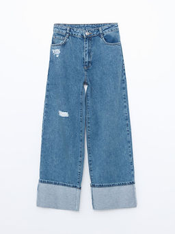 Beli Ayarlanabilir Lastikli K?z ?ocuk Jean Pantolon