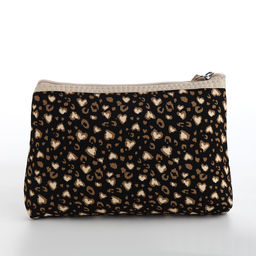 Косметичка на молнии плоская, маленькая, с ручкой, с леопардовым принтом, чёрная - Simaland фото 2