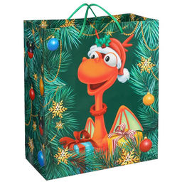 Пакет ламинат вертикальный, С Новым годом, 23 x27x11,5 см, Микки Маус и Дракон - Disney фото 3