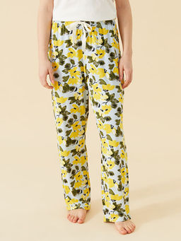 Petite Beli Lastikli ?i?ekli Kad?n Pijama Alt?