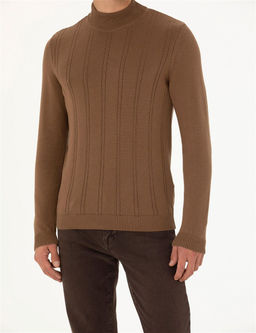 Ye_il Slim Fit Yar_m Bal_k__ Yaka Triko Kazak