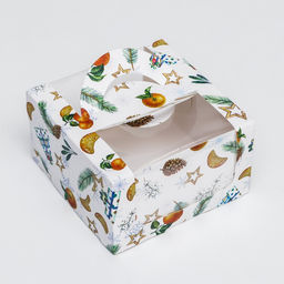Коробка под бенто-торт с окном Мандарины и звезды, 14 х 14 х 8 см - UPAK LAND фото 11