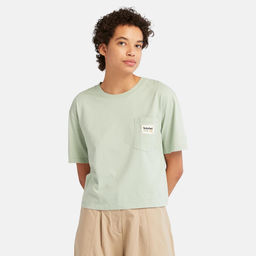 Футболка Timberland T-Shirt ROC Pocket Cropped Relaxed зеленая  фото 2