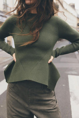 KNIT PEPLUM SWEATER - Zara фото 3