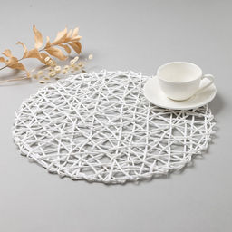 Салфетка сервировочная «Доляна. Трава», цвет молочный, d=38 см