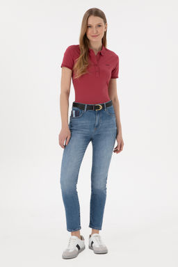 Джинсы Slim High Waist Fit синие из хлопка