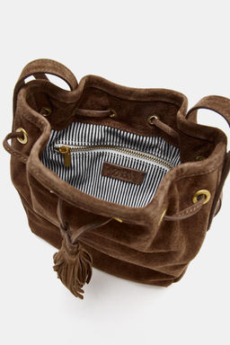 MINI BANDOLERA FRUNCIDA PIEL / ARENA/MARR?N - Zara фото 5